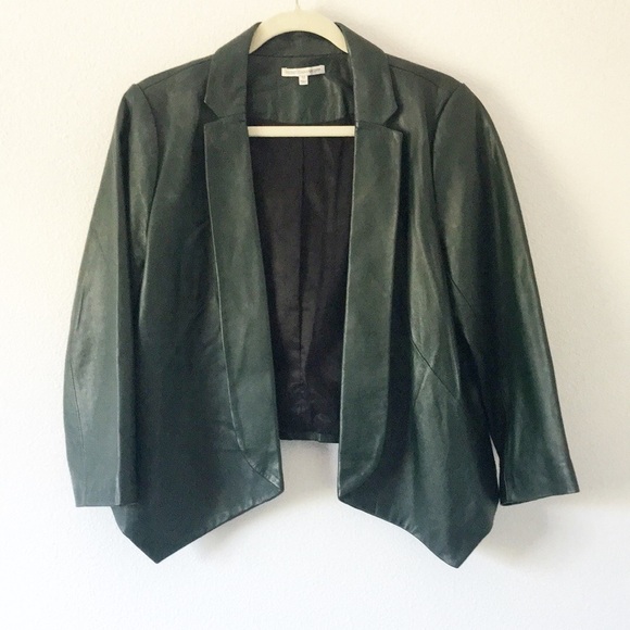 REBECCA MINKOFF Noble Green Ace Leather Jacket - Picture 1 of 12